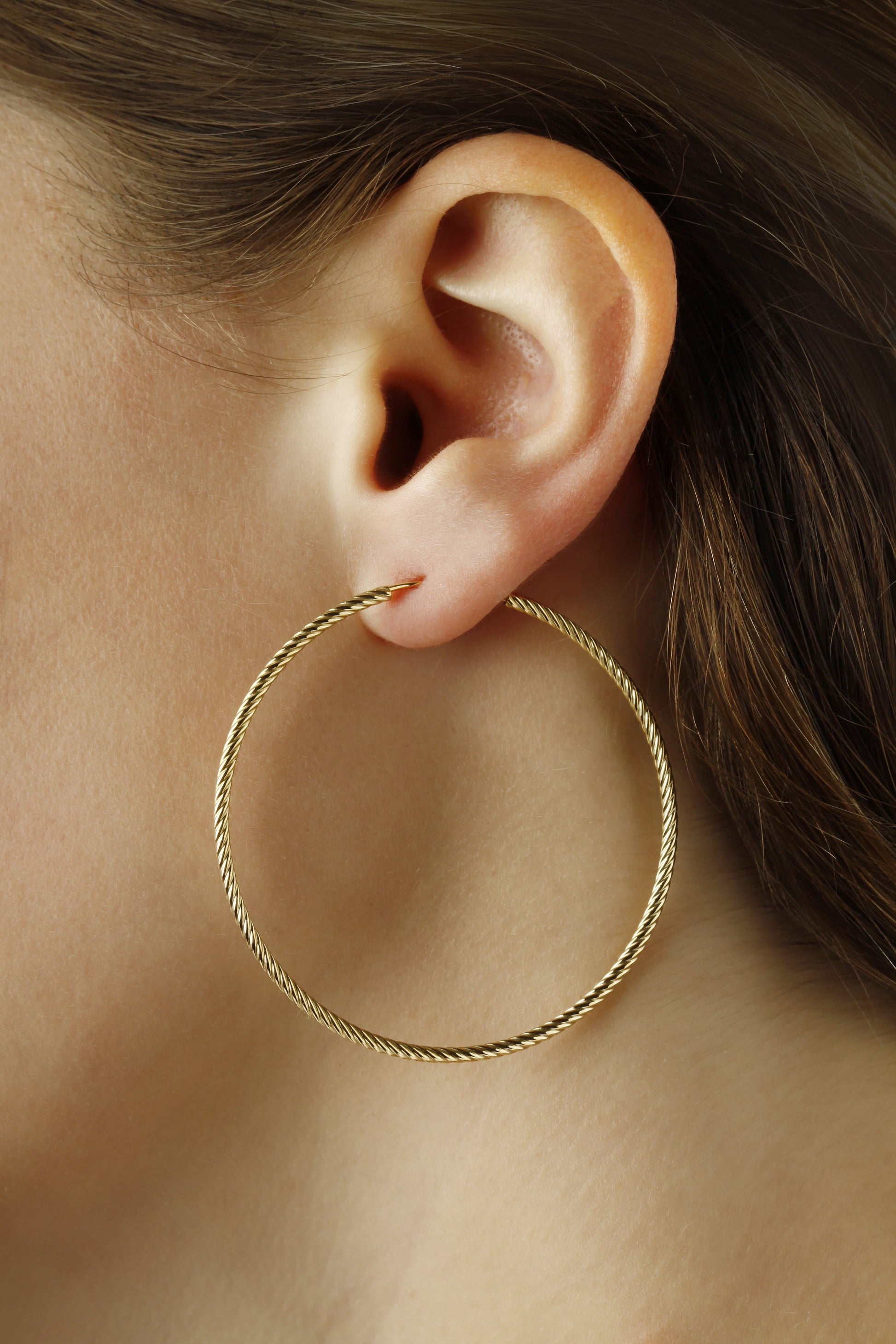 14K Yellow Gold 1.8X50mm Twist Tubing Earrings (5169645977644) (10221070844097)