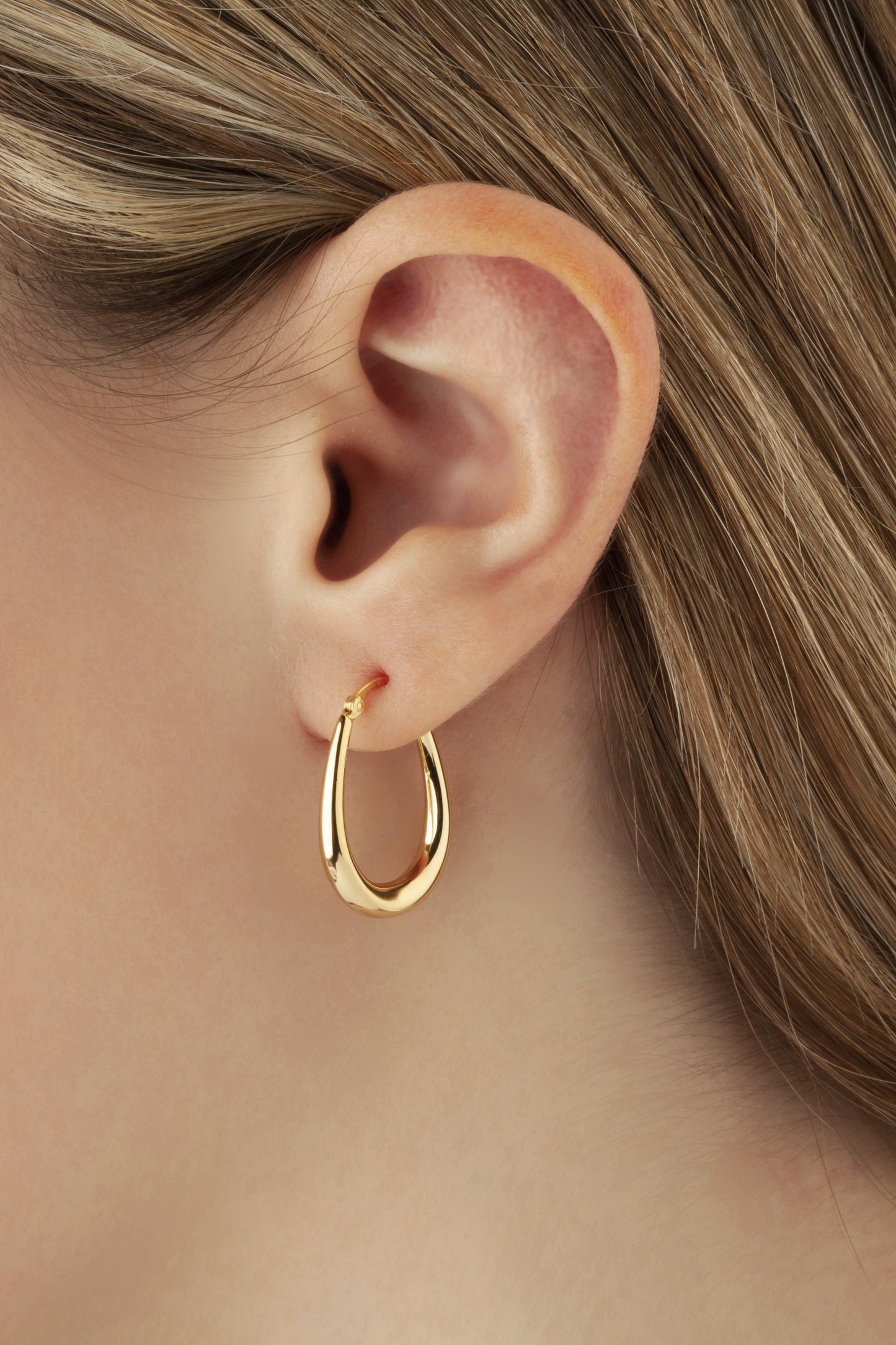 14K Yellow Gold U Shape Hoop S/D Earrings (5169647190060) (10221069598913)