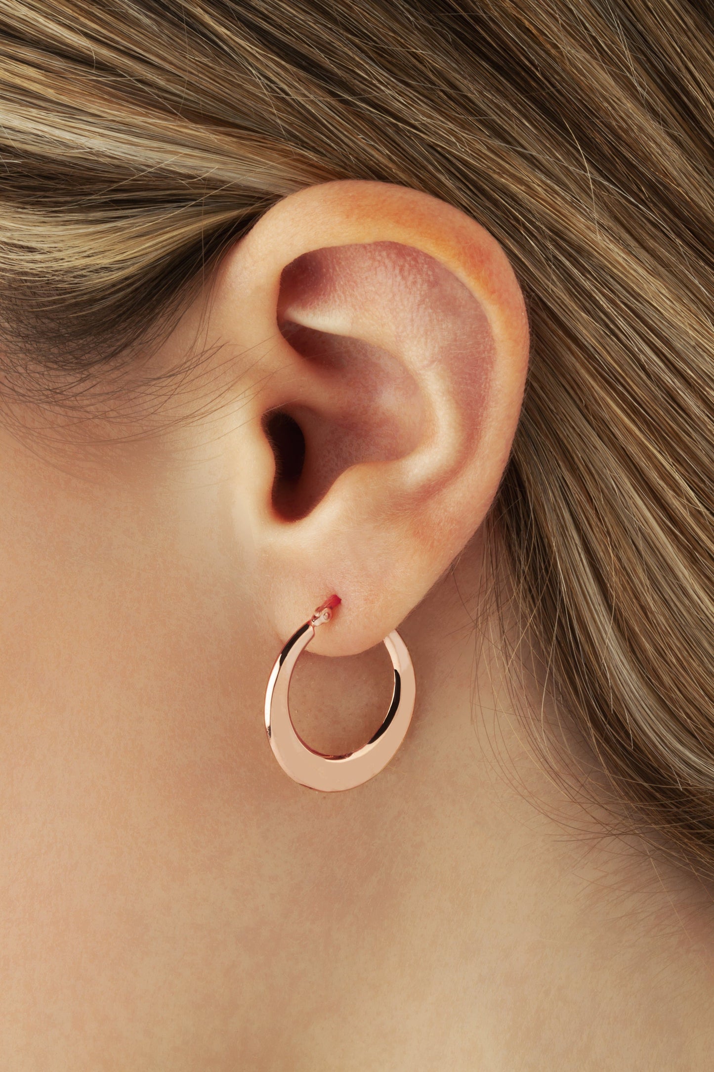 14K Rose Gold Pl Flat Hoop S/D Earrings (5169647714348) (10221069041857)