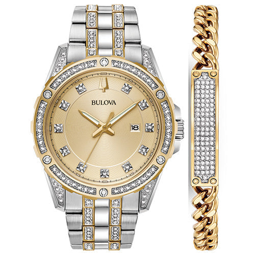 Bulova Dress/Classic Crystal Mens Watch Stainless Steel (8077823279334) (10220874465473)