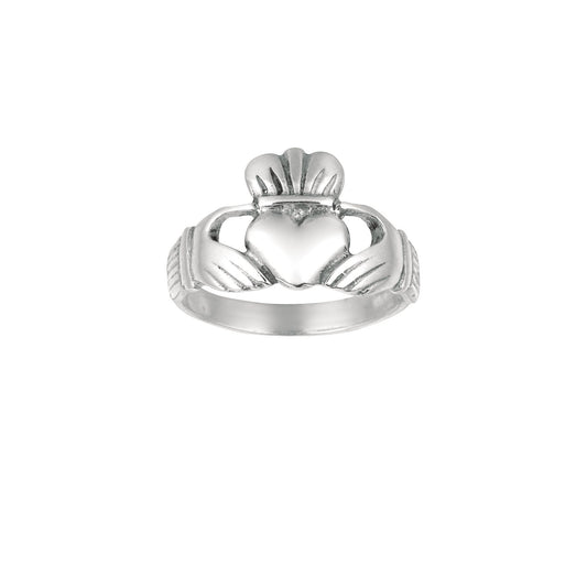 Silver with Rhodium Finish 2.60mm Shiny Claddagh Size 7 Ring (5688347525275) (10220997673153)