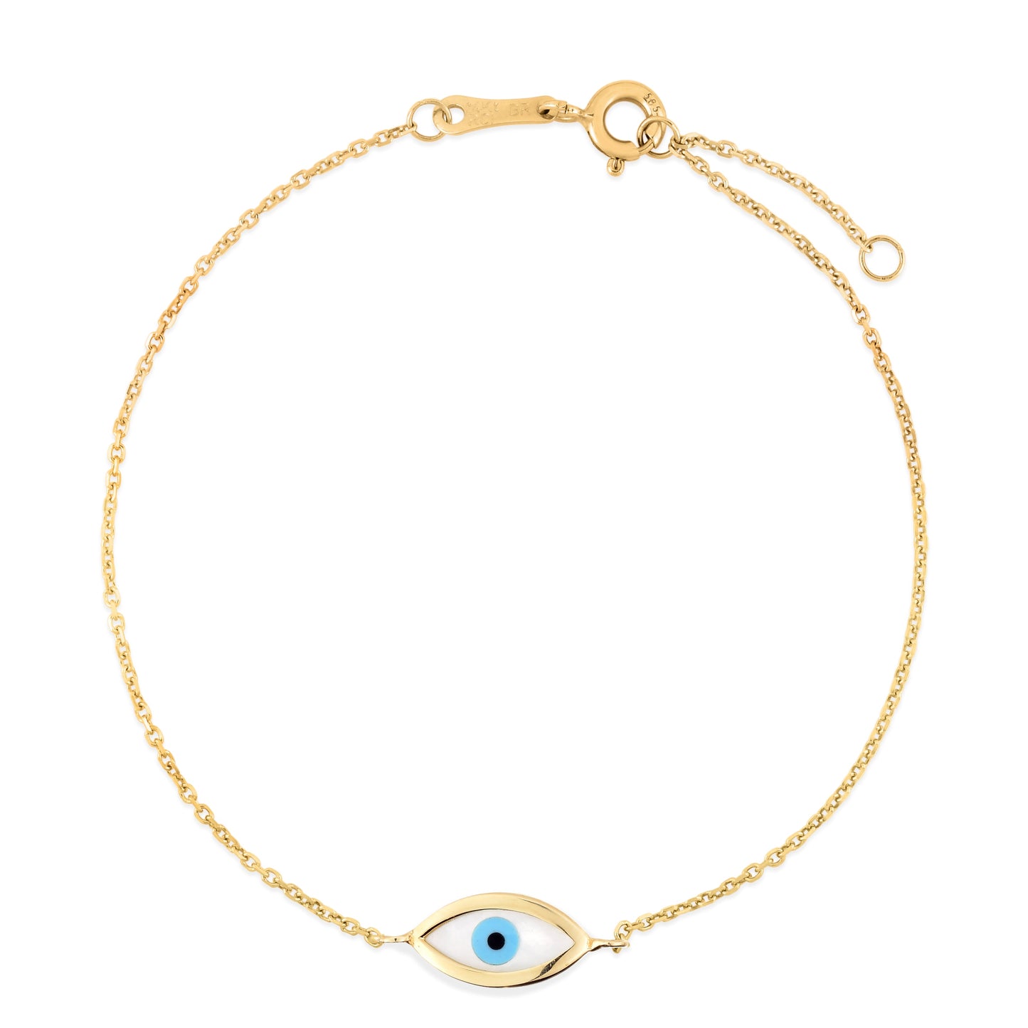 14K MOP Evil Eye Bracelet (8362052190438) (10220840812737)