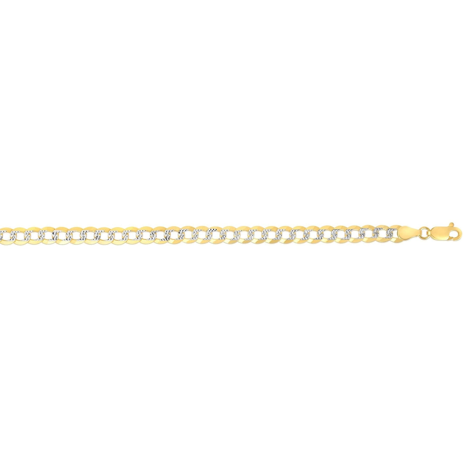 14kt Gold 7 inches Yellow+White Finish 3.6mm Diamond Cut Comfort Pave Curb Chain with Lobster Clasp (5688358305947) (10220990628033)