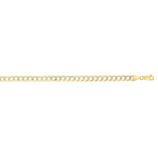 14kt Gold 7 inches Yellow+White Finish 3.6mm Diamond Cut Comfort Pave Curb Chain with Lobster Clasp (5688358305947) (10220990628033)