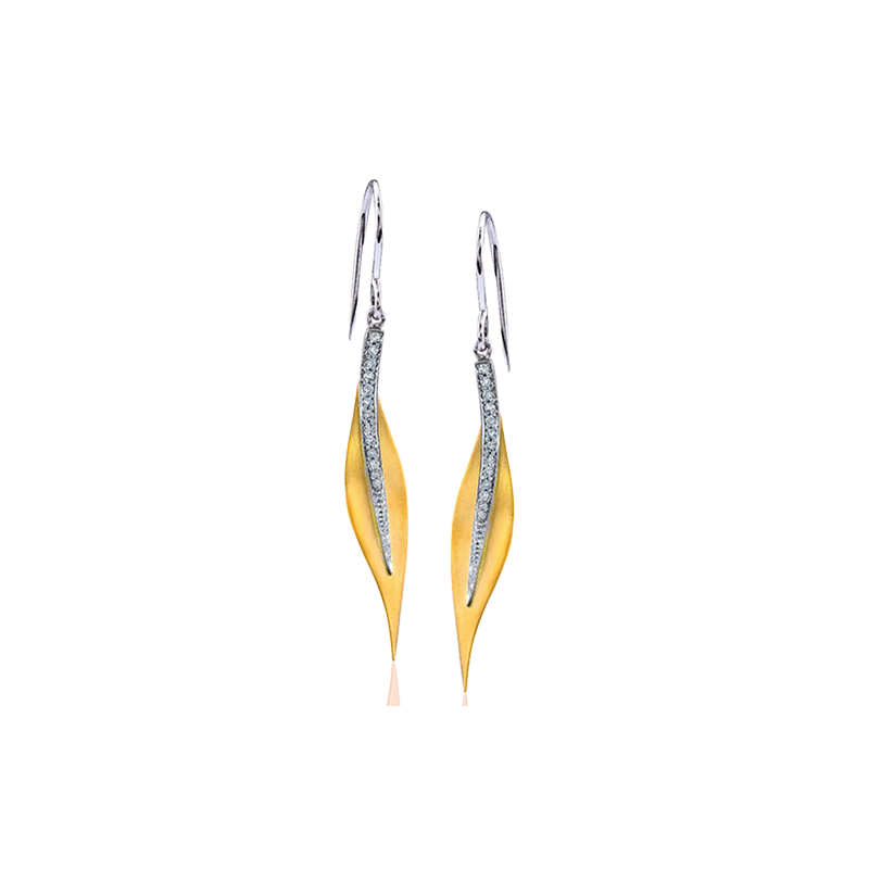 Diamond Leaf Design Earrings (10590983684289)