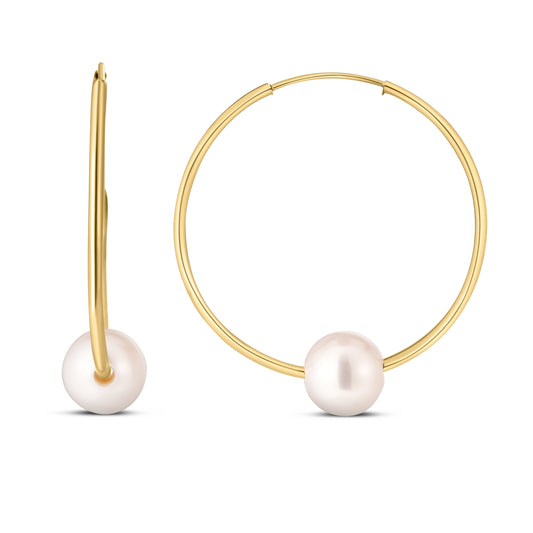 14K Gold Round Endless Pearl Earring (8362051829990) (10220841500865)