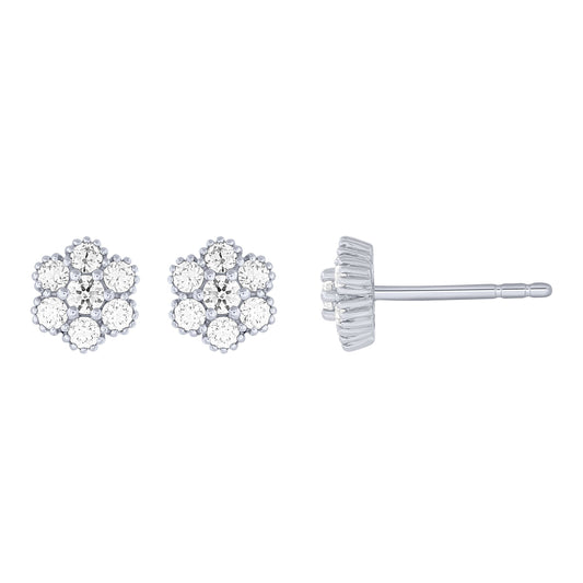 14K White Gold 1/4Ctw Diamond Floral Stud Earrings (6738321997979) (10220952748225)