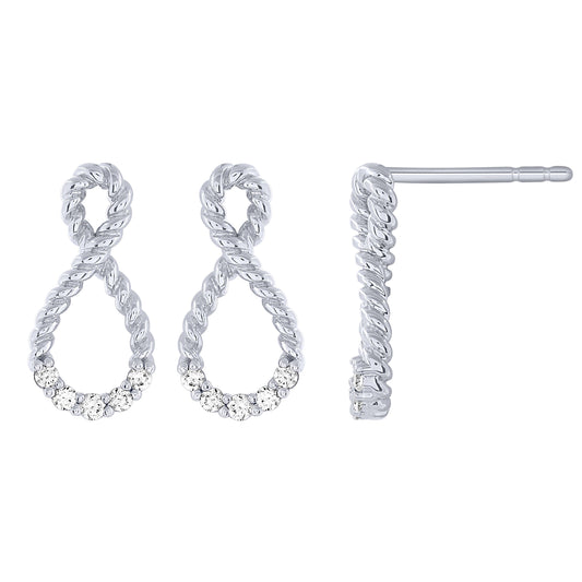 Sterling Silver 0.16Ctw Twisted Post Earrings (6738322882715) (10220950487233)