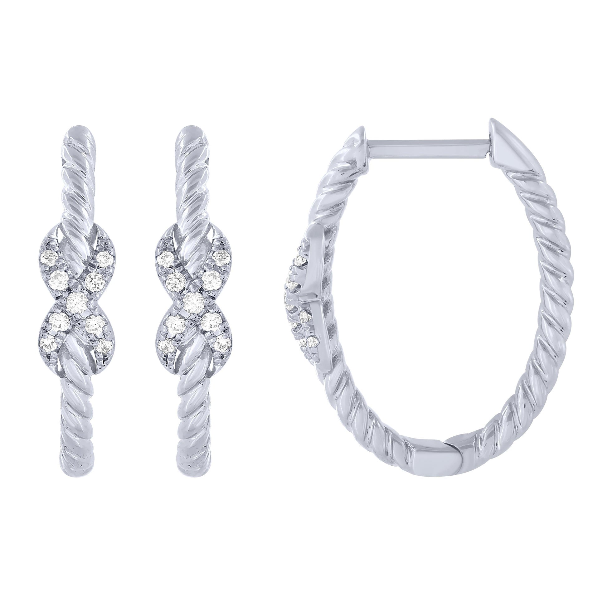 Sterling Silver 1/10Ctw Diamond Twisted Hoops (6738323177627) (10220949897409)