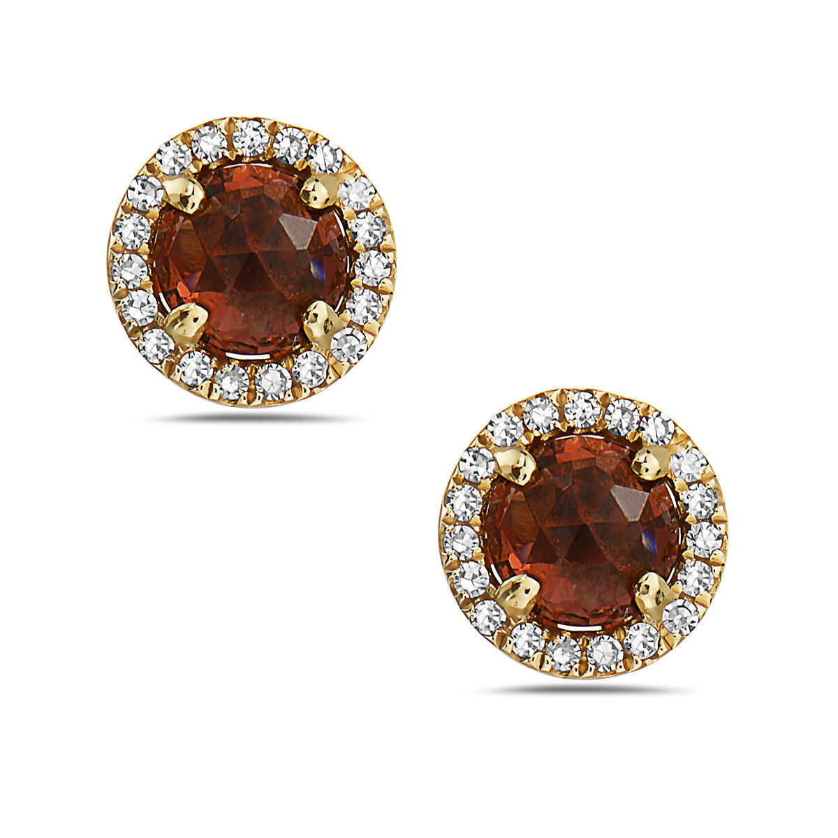 Garnet And Diamond Halo Post Earrings (8073427976422) (10220896583873)