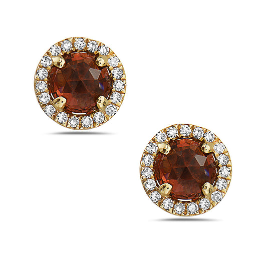 Garnet And Diamond Halo Post Earrings (8073427976422) (10220896583873)