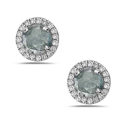 Aquamarine And Diamond Halo Post Earrings (8073428140262) (10220895600833)