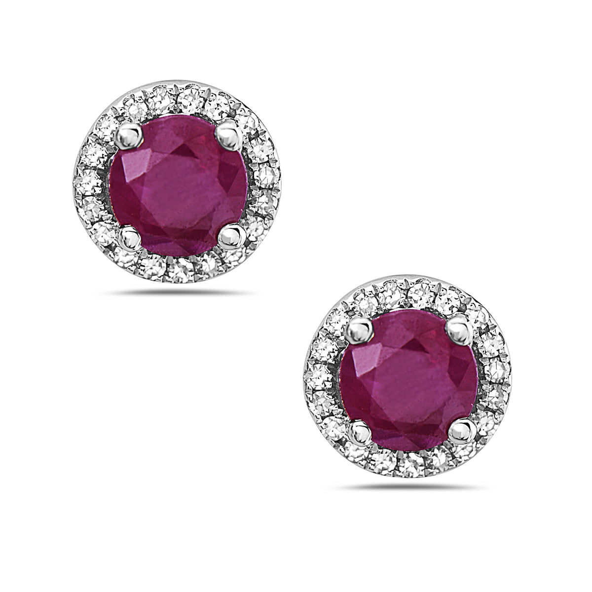 Ruby And Diamond Halo Post Earrings (8073428369638) (10220894552257)