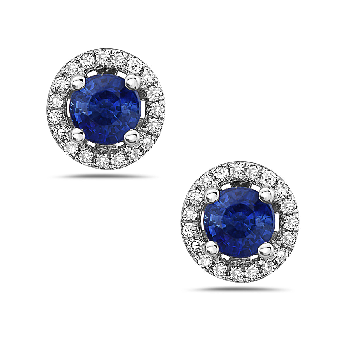 Sapphire And Diamond Halo Post Earrings (8073428533478) (10220894257345)