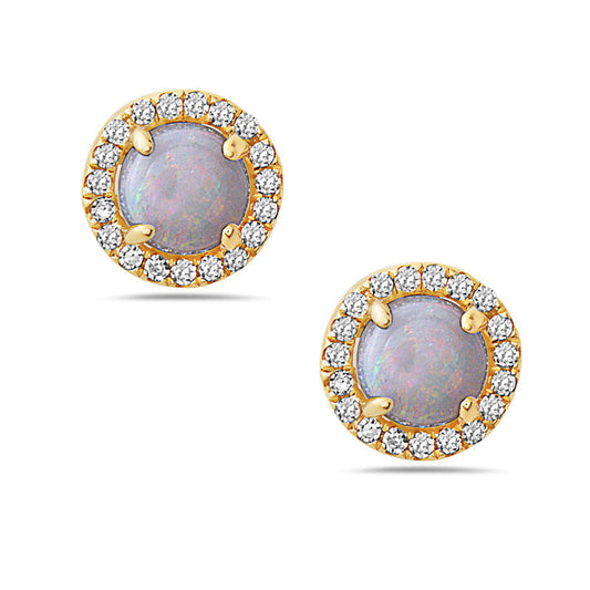 Opal And Diamond Halo Post Earrings (8073428009190) (10220896256193)