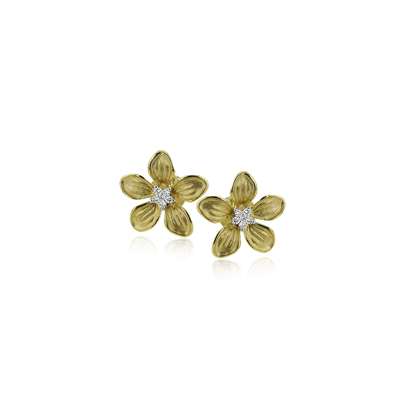 Flower Stud Diamond Earrings (10590983585985)