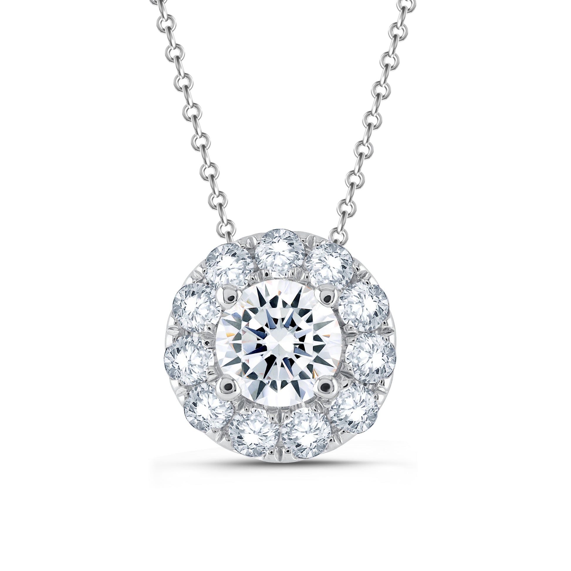 Lab Grown Diamond 3/4 Carat Halo Pendant (8206881980646) (10220871352513)