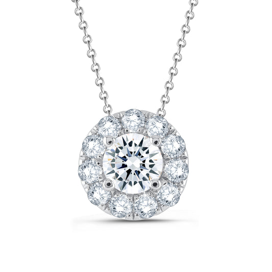 Lab Grown Diamond 3/4 Carat Halo Pendant (8206881980646) (10220871352513)