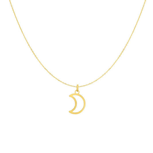 14kt Gold 18 inches Yellow Finish 0.65x10x17mm Shiny+Diamond Cut Half Moon Celestial Necklace with Spring Ring Clasp (5688354472091) (10220993216705)