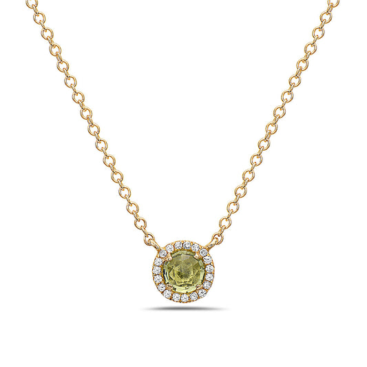 Peridot And Diamond Halo Necklace (8073428697318) (10220893569217)