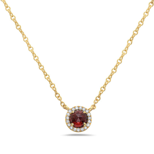 Garnet And Diamond Halo Necklace (8073428828390) (10220893110465)