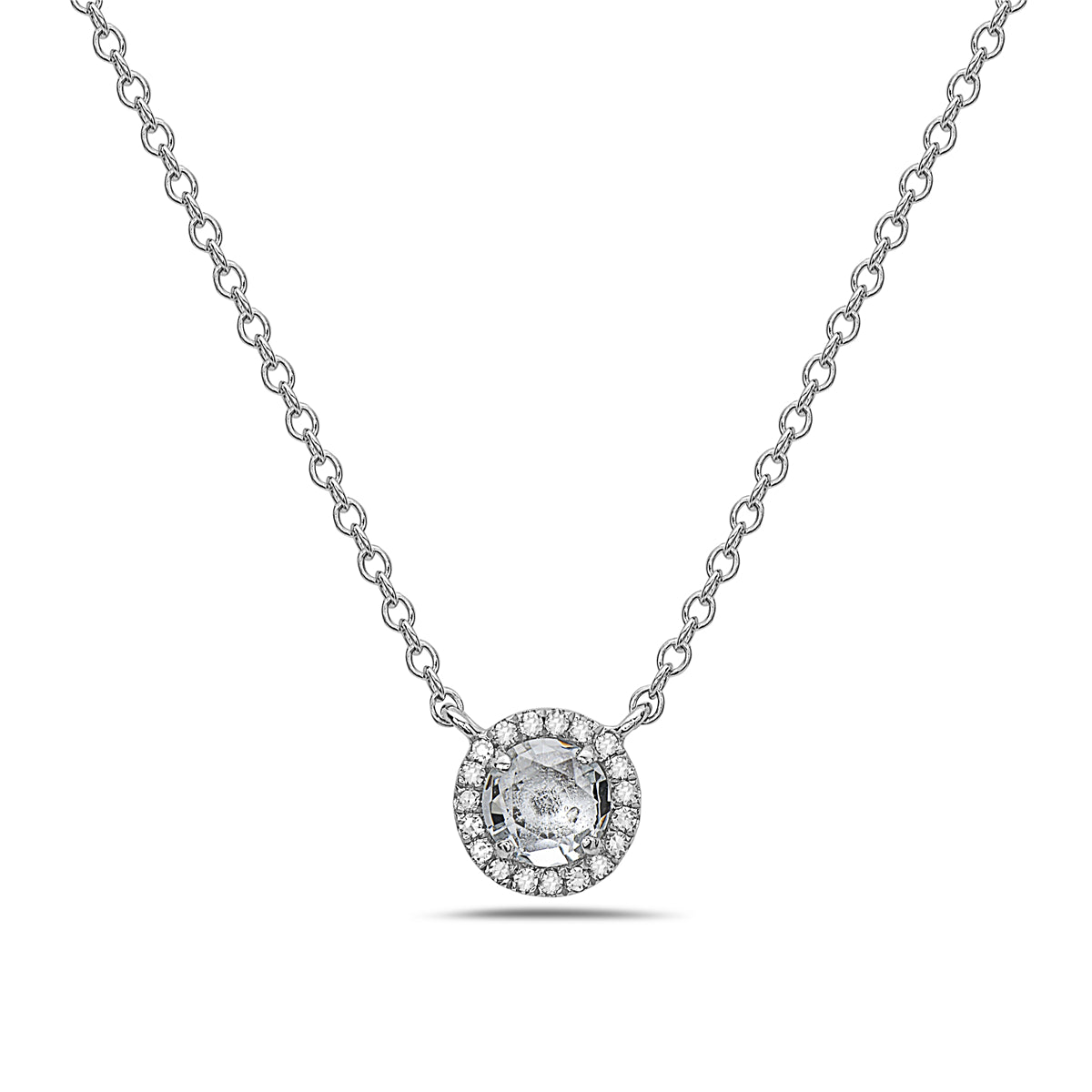 Aquamarine And Diamond Halo Necklace (8073429123302) (10220891701441)