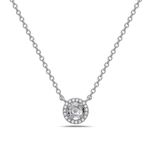 Aquamarine And Diamond Halo Necklace (8073429123302) (10220891701441)