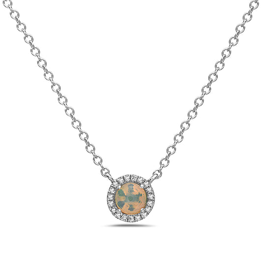 Opal And Diamond Halo Necklace (8073428893926) (10220892782785)