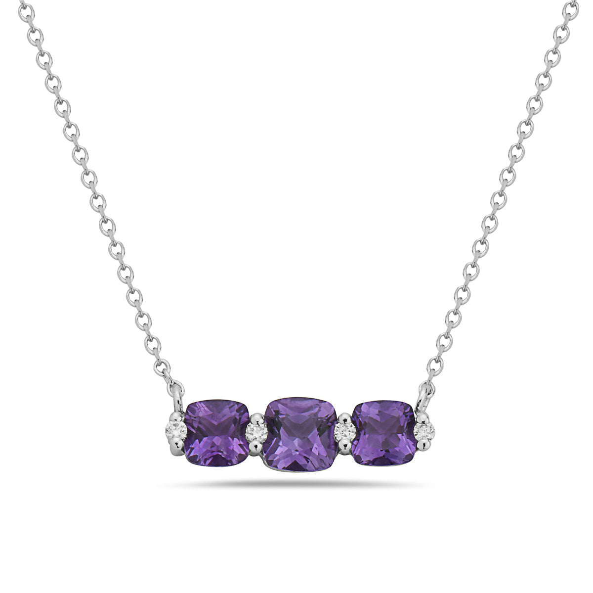 Amethyst And Diamond Halo Necklace (8073429352678) (10220890718401)