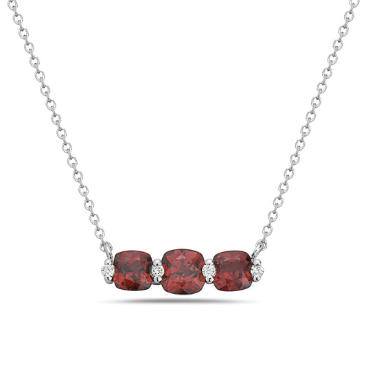 Garnet And Diamond Halo Necklace (8073429483750) (10220890161345)