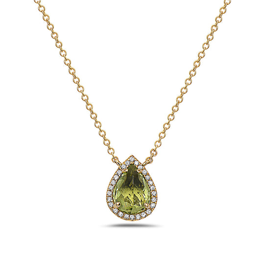 Peridot And Diamond Halo Necklace (8073429549286) (10220889964737)