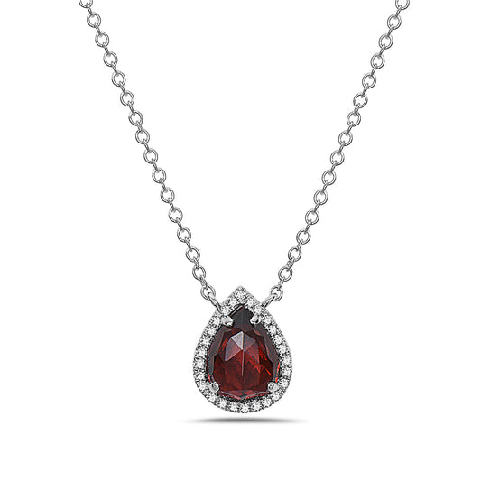 Garnet And Diamond Halo Necklace (8073430073574) (10220889243841)