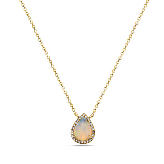 Opal And Diamond Halo Necklace (8073429680358) (10220889669825)