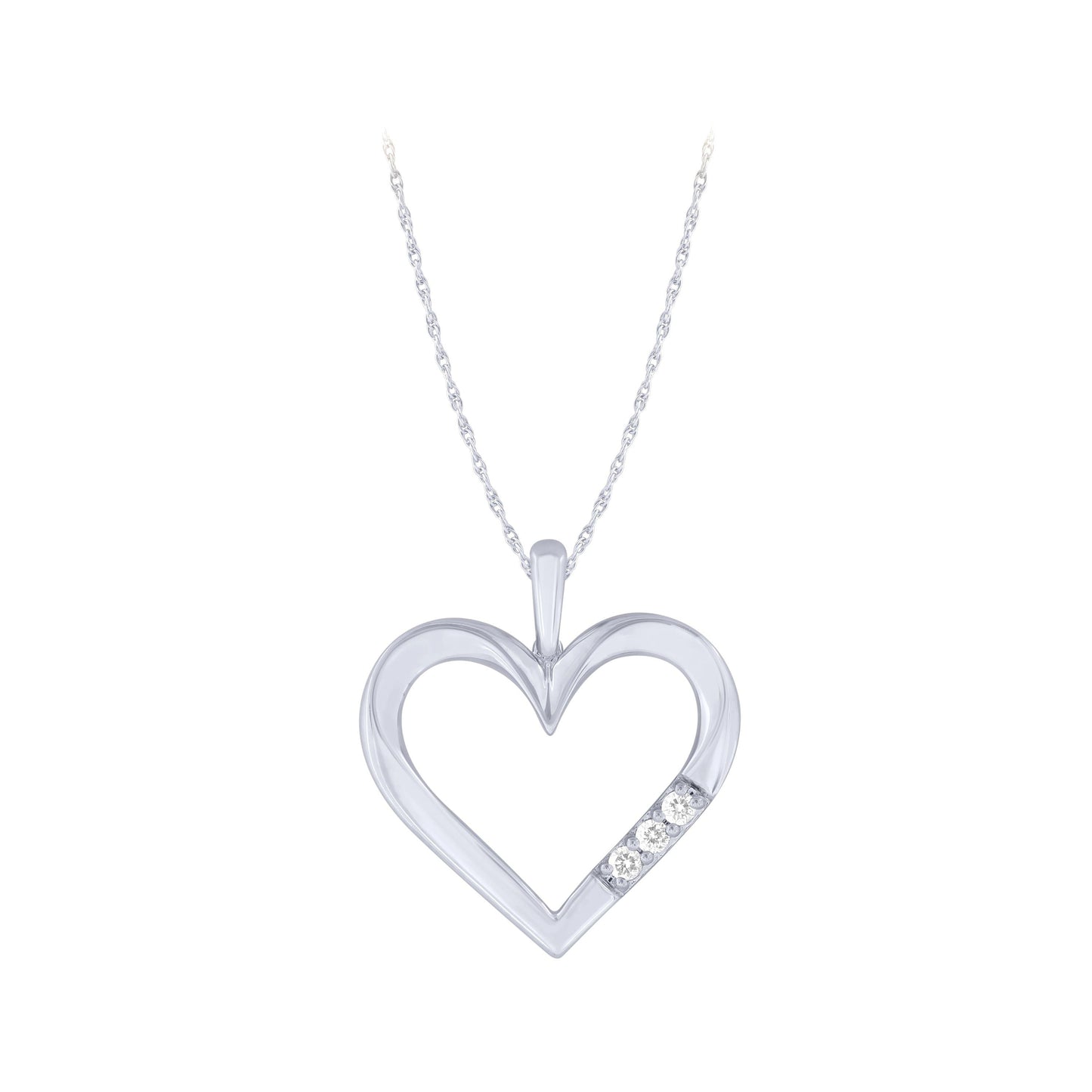 Sterling Silver 0.04Ctw Diamond Heart Pendant (6738325897371) (10220947374273)