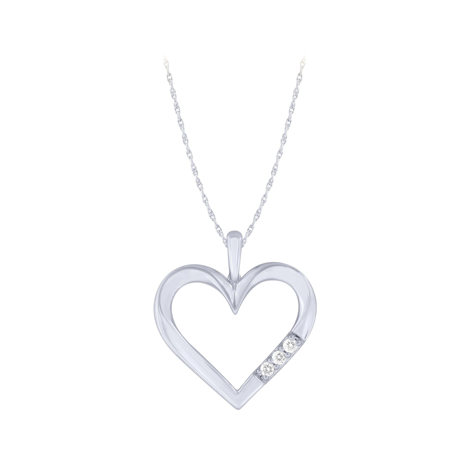 Sterling Silver 0.04Ctw Diamond Heart Pendant (6738325897371) (10220947374273)