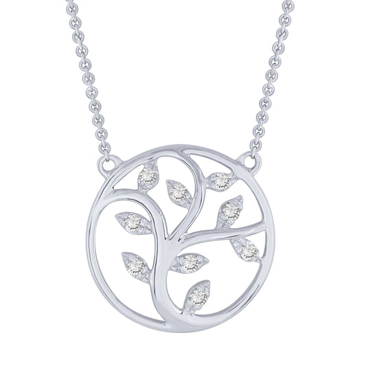 Sterling Silver 0.10Ctw Diamond Tree Of Life Pendant (6738326159515) (10220947079361)