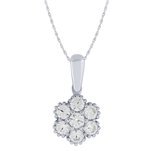 14K White Gold 1/4Ctw Diamond Floral Pendant (6738322227355) (10220952289473)