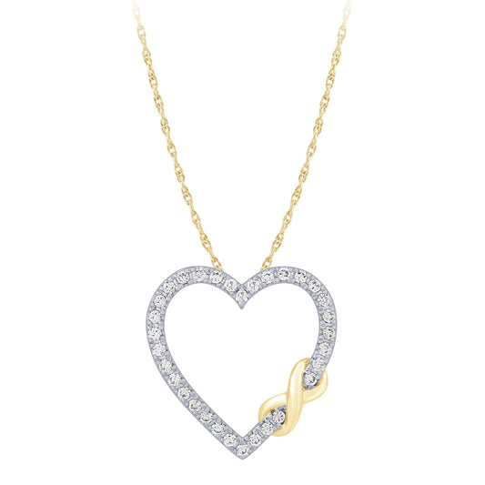 14K Yellow Gold 0.16Ctw Diamond Heart Pendant (6738322292891) (10220952158401)