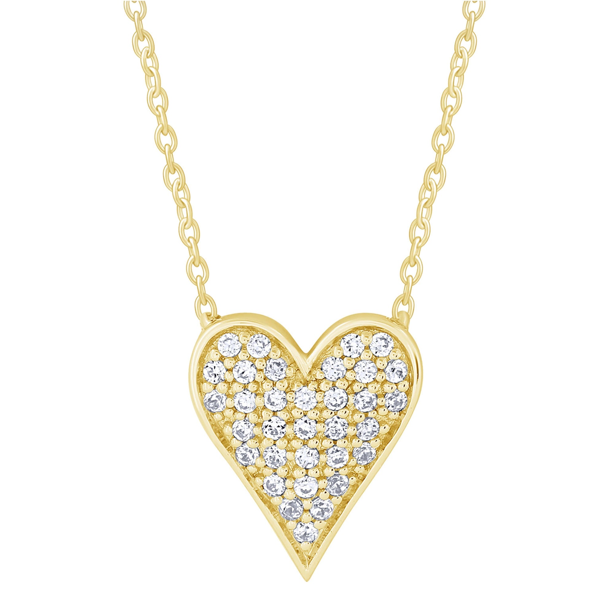 14K Yellow Gold 0.13Ctw Pava Heart Neckalce (6738322161819) (10220952486081)