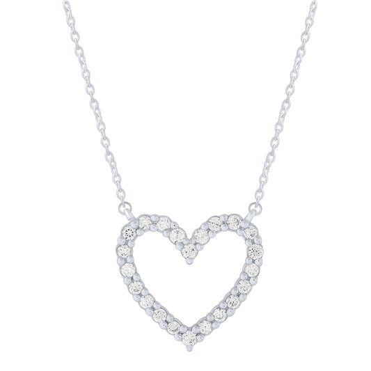 Sterling Silver 0.16Ctw Diamond Heart Necklace (6738323636379) (10220949209281)