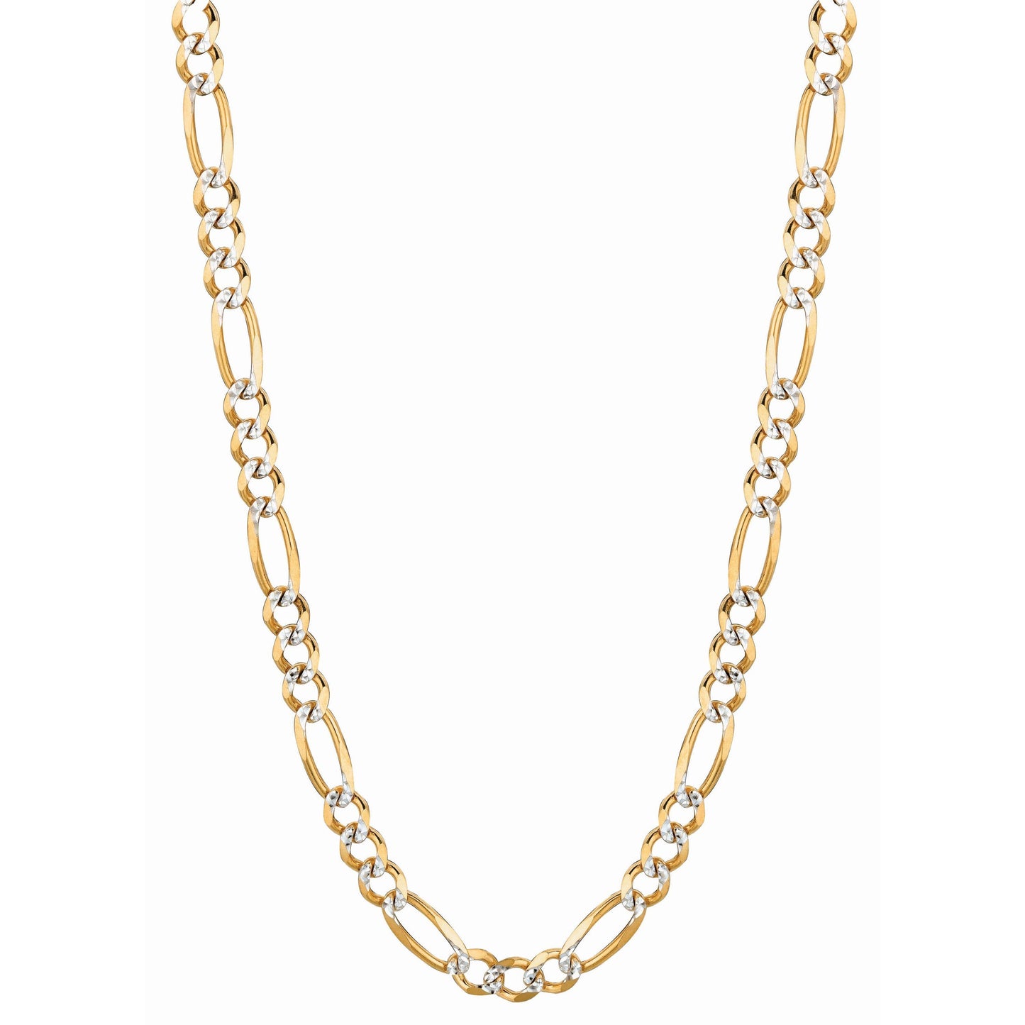 14kt Gold 22 inches Yellow Finish 5.8mm Classic Pave Figaro Chain with Lobster Clasp (5688353849499) (10220993708225)