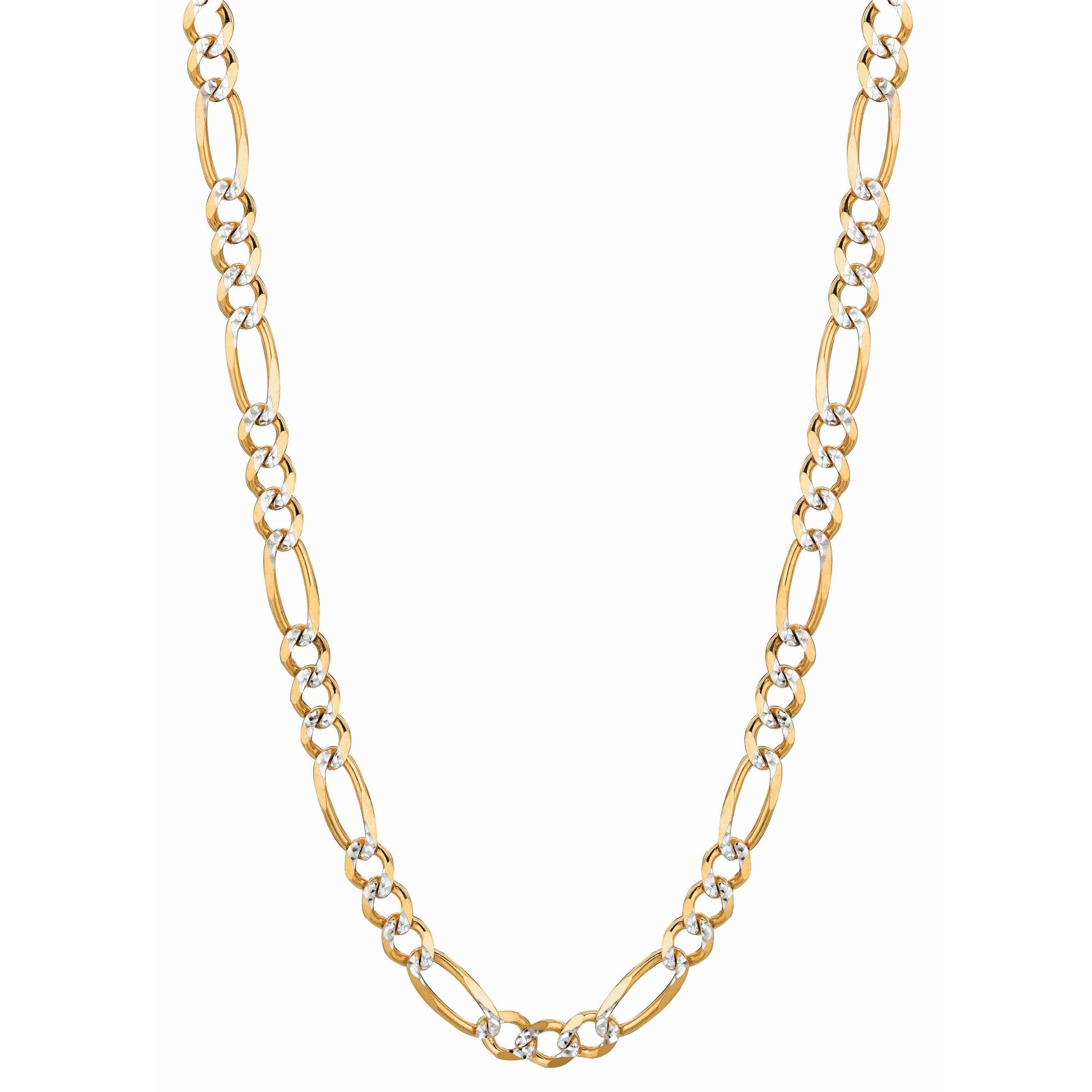 14kt Gold 22 inches Yellow Finish 5.8mm Classic Pave Figaro Chain with Lobster Clasp (5688353849499) (10220993708225)