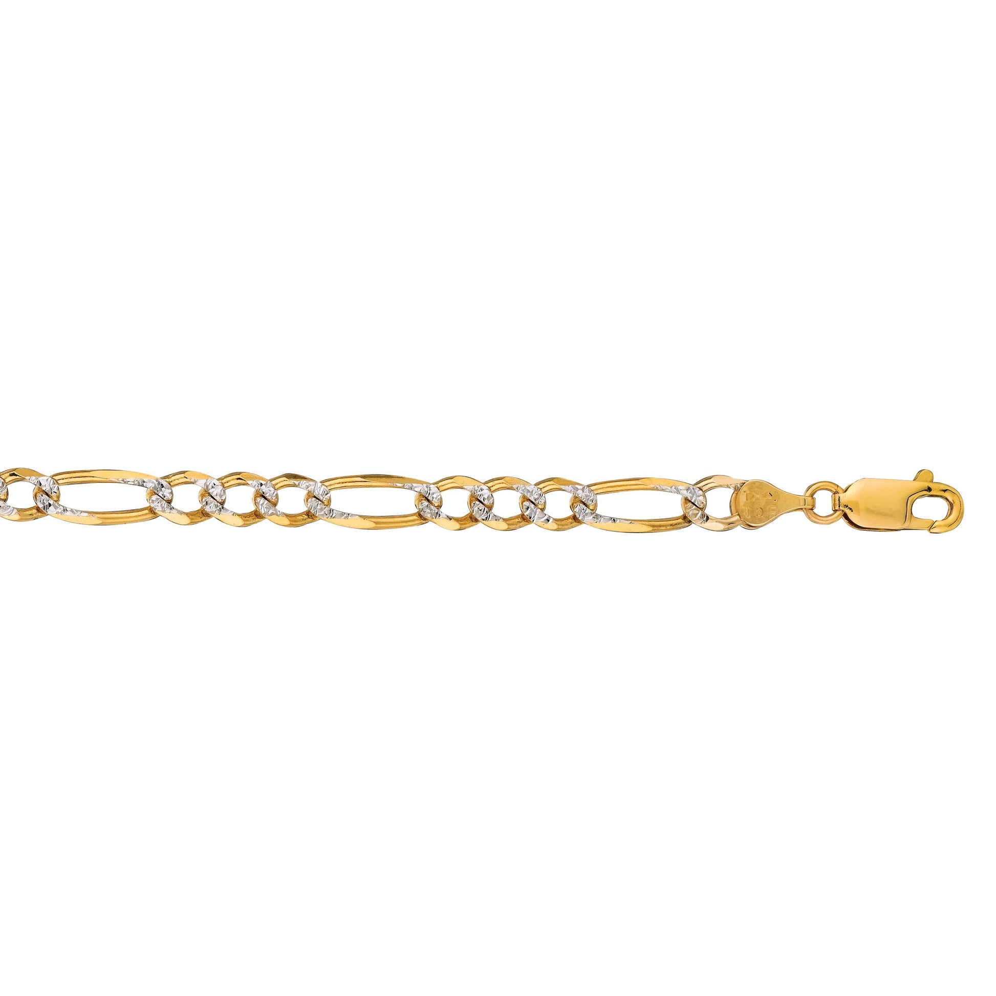 14kt Gold 24 inches Yellow Finish 7mm Diamond Cut Classic Pave Figaro Chain with Lobster Clasp (5691226390683) (10220986925249)