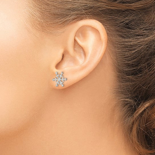 Sterling Silver Snowflake Post Earrings (8388991221990) (10220840321217)