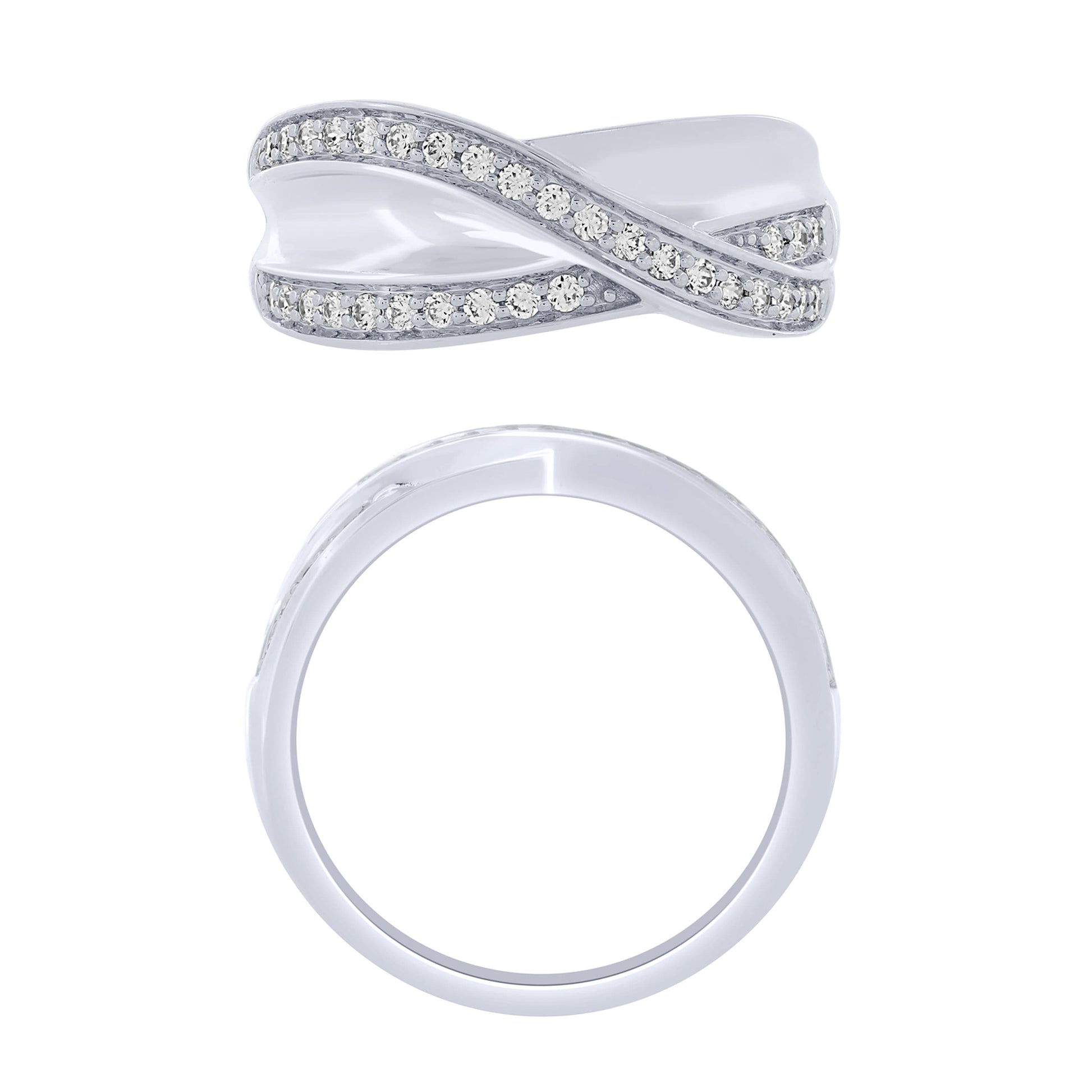 Sterling Silver 1/3Ctw Diamond Wide Fashion Ring (6738324390043) (10220948553921)