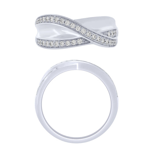 Sterling Silver 1/3Ctw Diamond Wide Fashion Ring (6738324390043) (10220948553921)