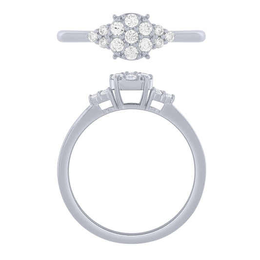 14K White Gold 1/4Cttw Diamond Cluster Ring (6738321047707) (10220953895105)