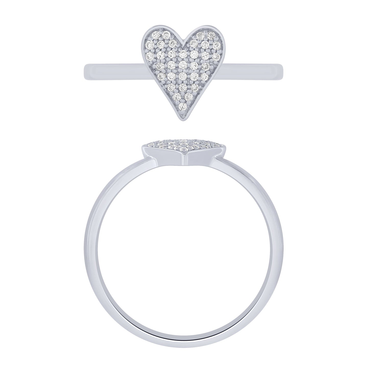 14K White Gold 0.13Ctw Pava Heart Ring (6738322194587) (10220952387777)