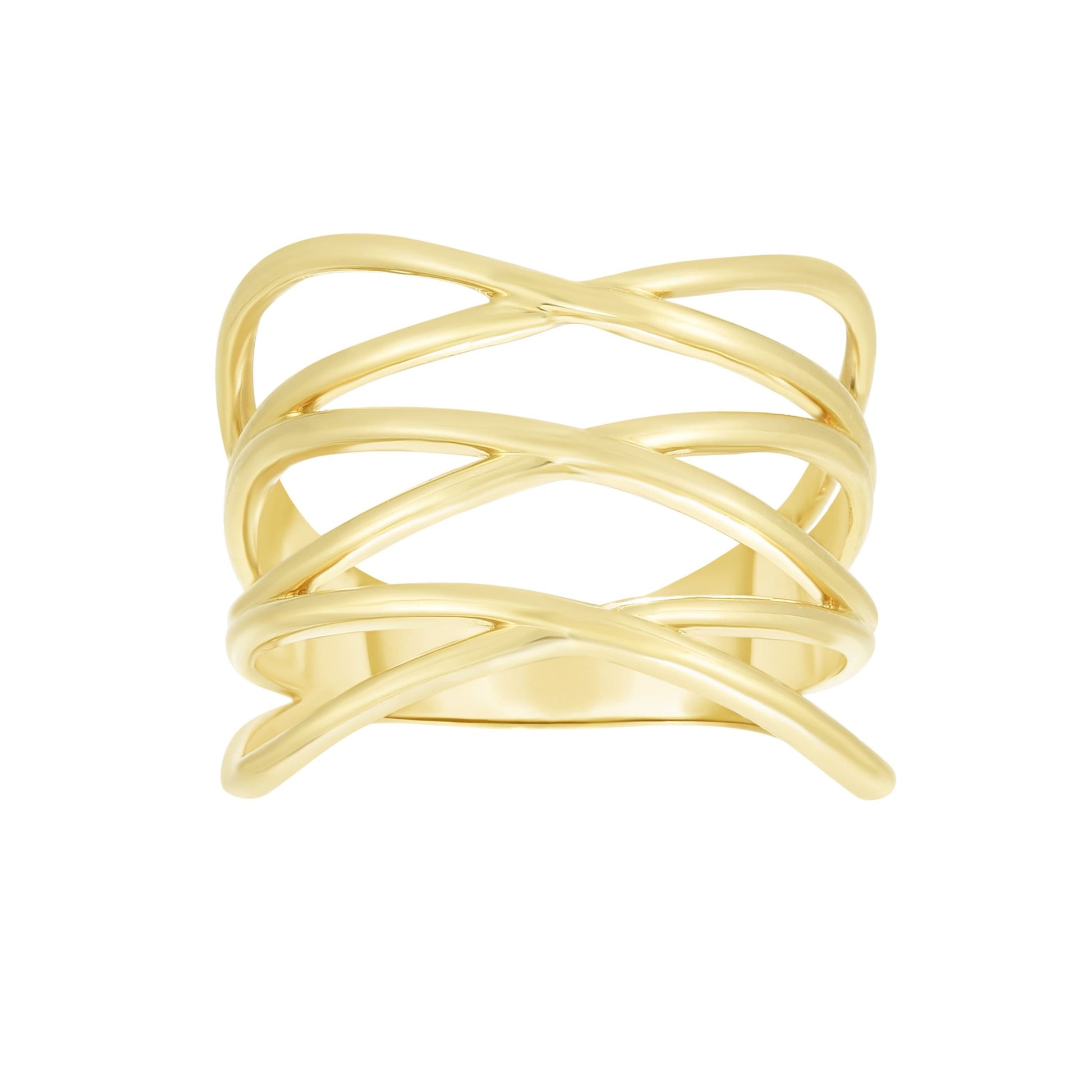 14kt Gold Size-7 Yellow Finish Crossover Ring (5688345428123) (10220998983873)