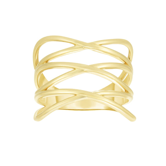 14kt Gold Size-7 Yellow Finish Crossover Ring (5688345428123) (10220998983873)